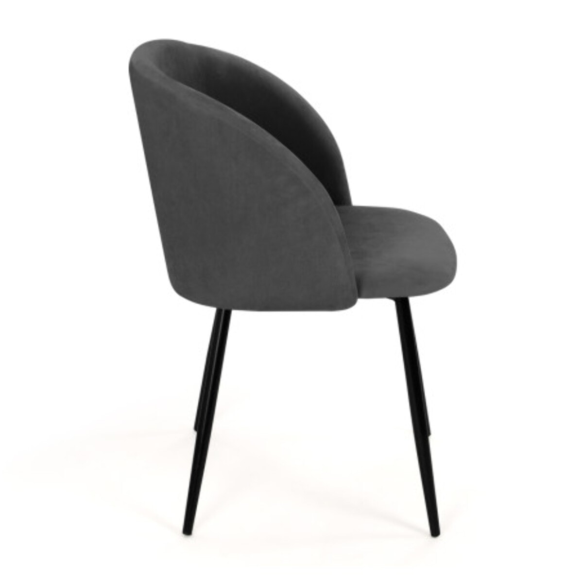 Chaises Nina velours gris pieds noirs- lot de 2