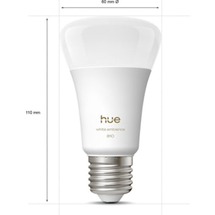 Ampoule LED connectée PHILIPS HUE White Ambiance E27 x2 60W