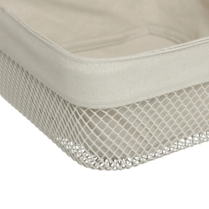 Corbeille à pain "Mayaj" en métal et coton beige 25,5x25,5cm