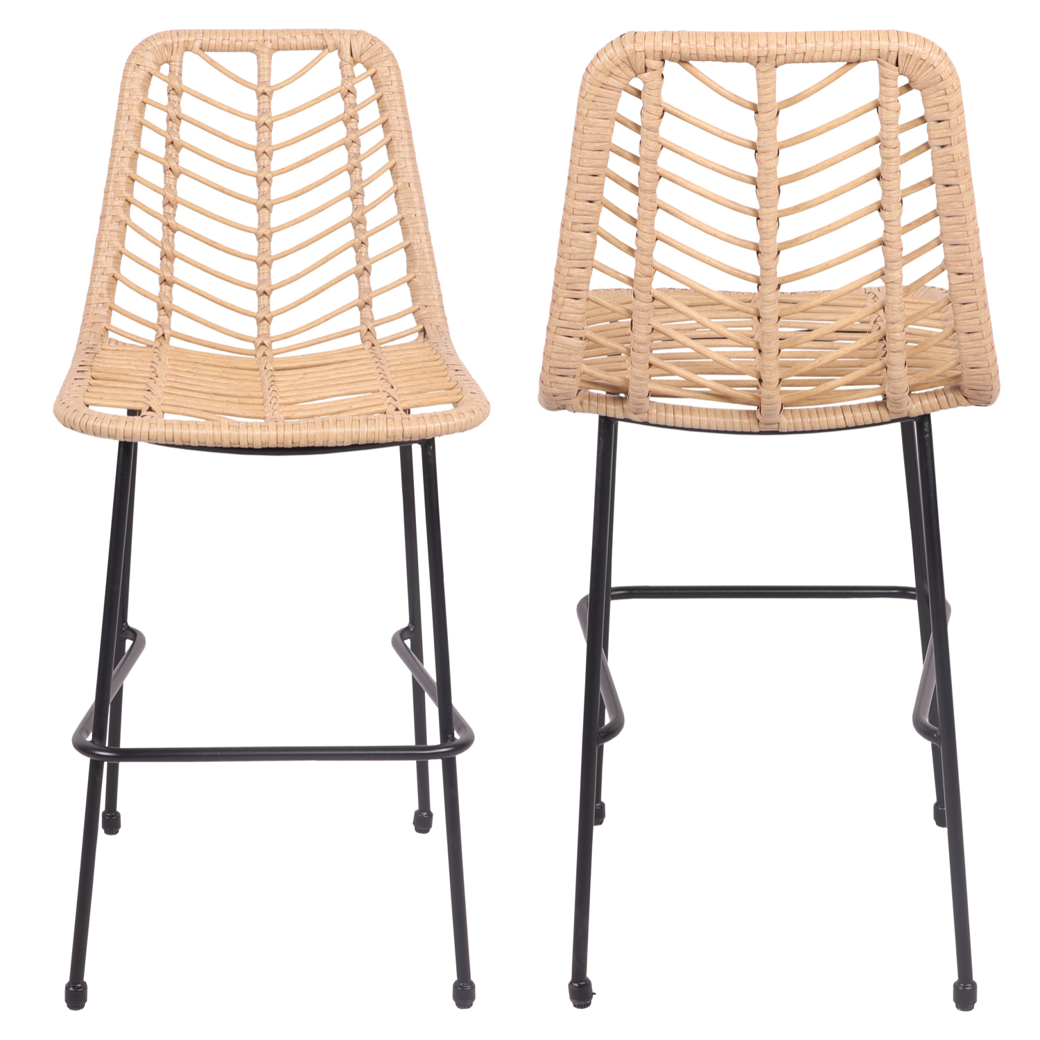 Lot de 2 tabourets de bar en rotin synthétique OKA