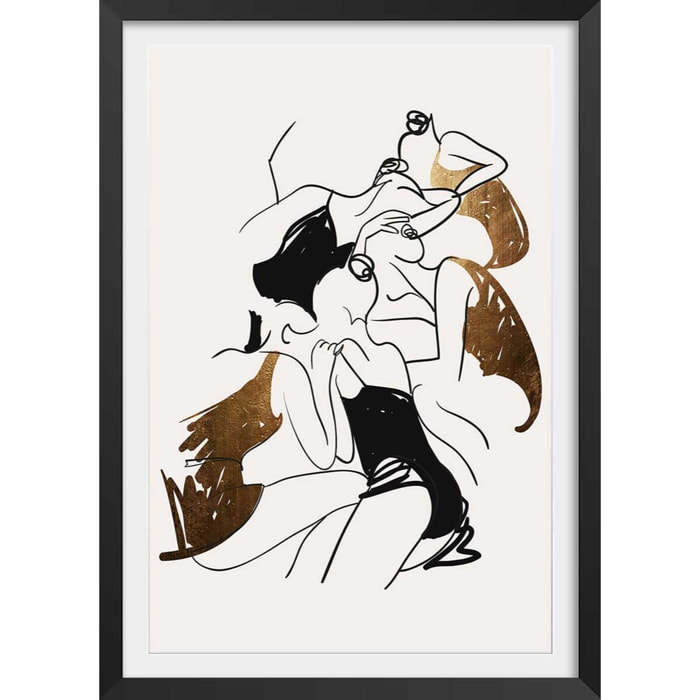Affiche dessin ""ballerines"" Affiche sous cadre noir