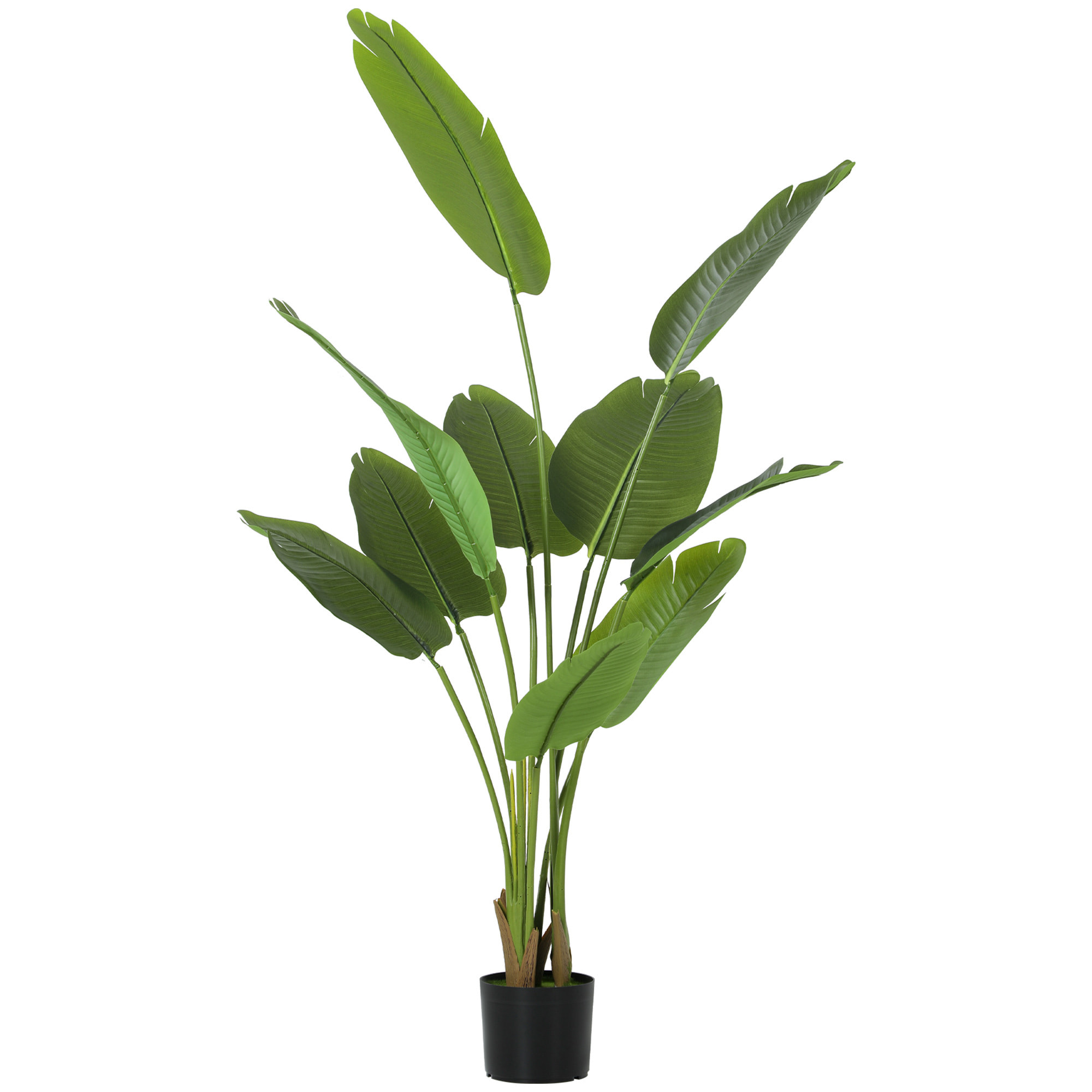 Planta Artificial Decorativa 160 cm Bananera Artificial con Maceta y Hojas para Interior Hogar Salón Oficina Verde