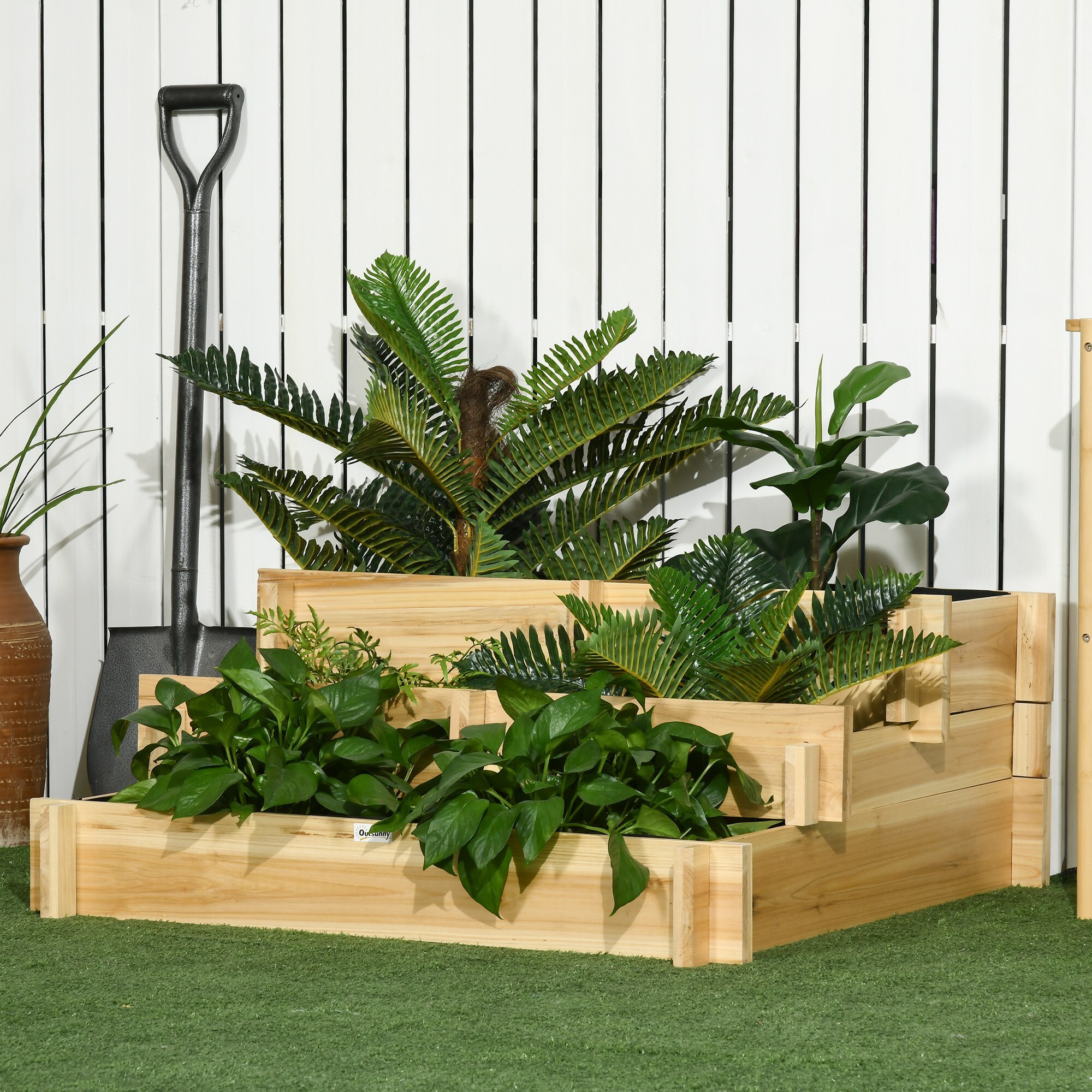 Carré potager bois en escalier 3 niveaux dim. 93 x 93 x 35 cm