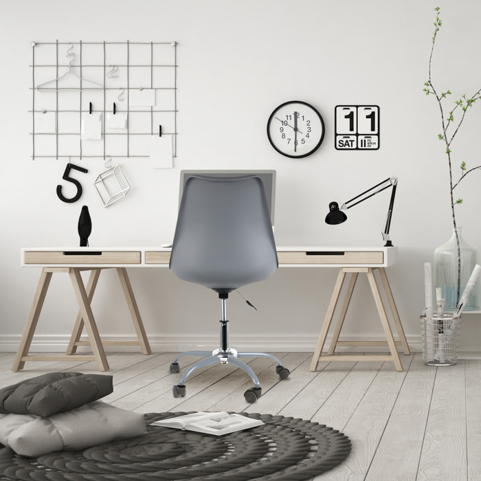 Chaise A Roulettes Kiruna Gris - Lot de 2