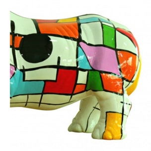 Statuette rhinocéros à carreaux multicolores en résine H24cm - RENÉ