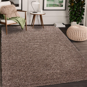 Tapis poils longs shaggy tissé motif uni ROCA