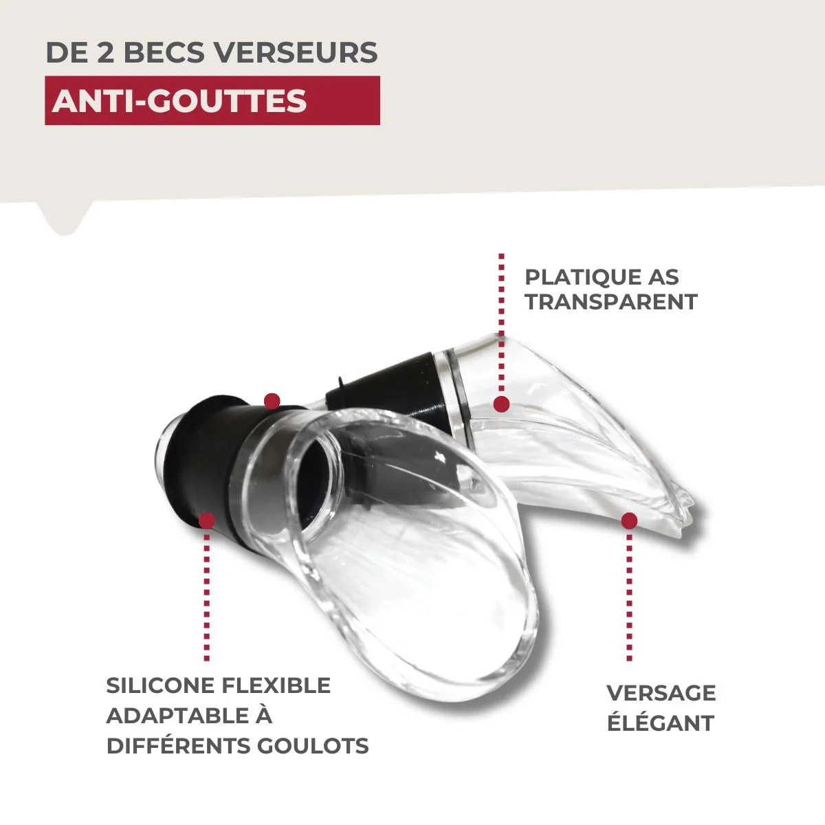 Lot de 2 becs verseurs anti-goutte pour bouteilles Fackelmann Bar Concept