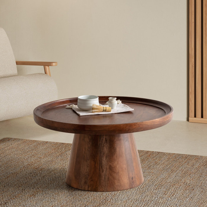 Table basse ronde en bois de manguier - DEVA
