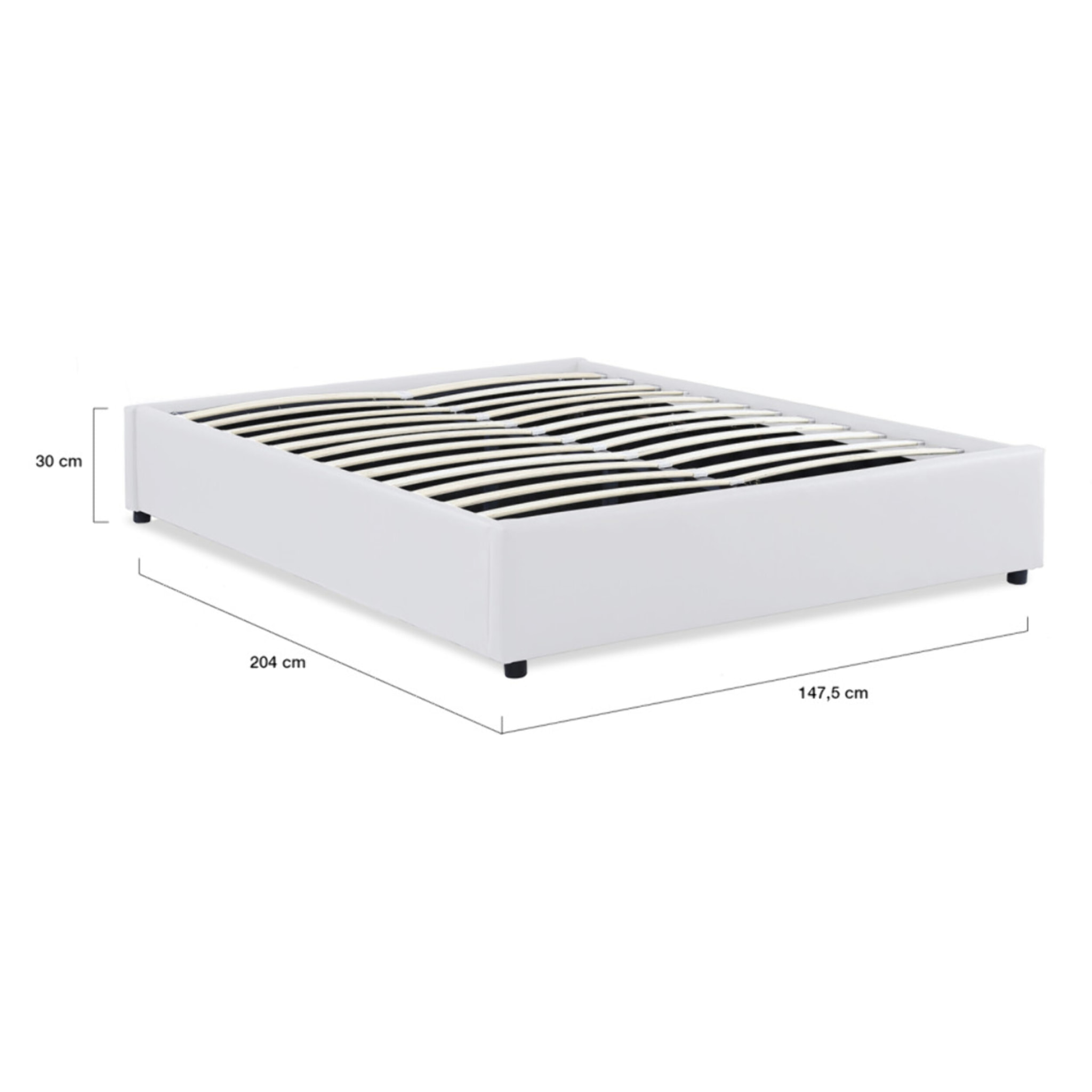 Lit coffre Otto en similicuir blanc avec sommier 140x190cm
