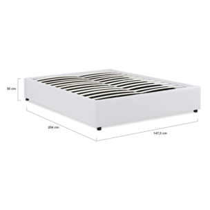 Lit coffre Otto en similicuir blanc avec sommier 140x190cm