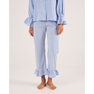 Pantalón de pijama de mujer vichy con volante en los tobillos