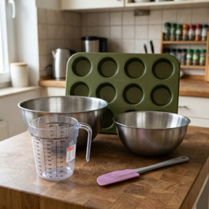 Set de 5 ustensiles de pâtisserie moule à gâteaux bol spatule pâtisserie et verre doseur Zenker Green Vision