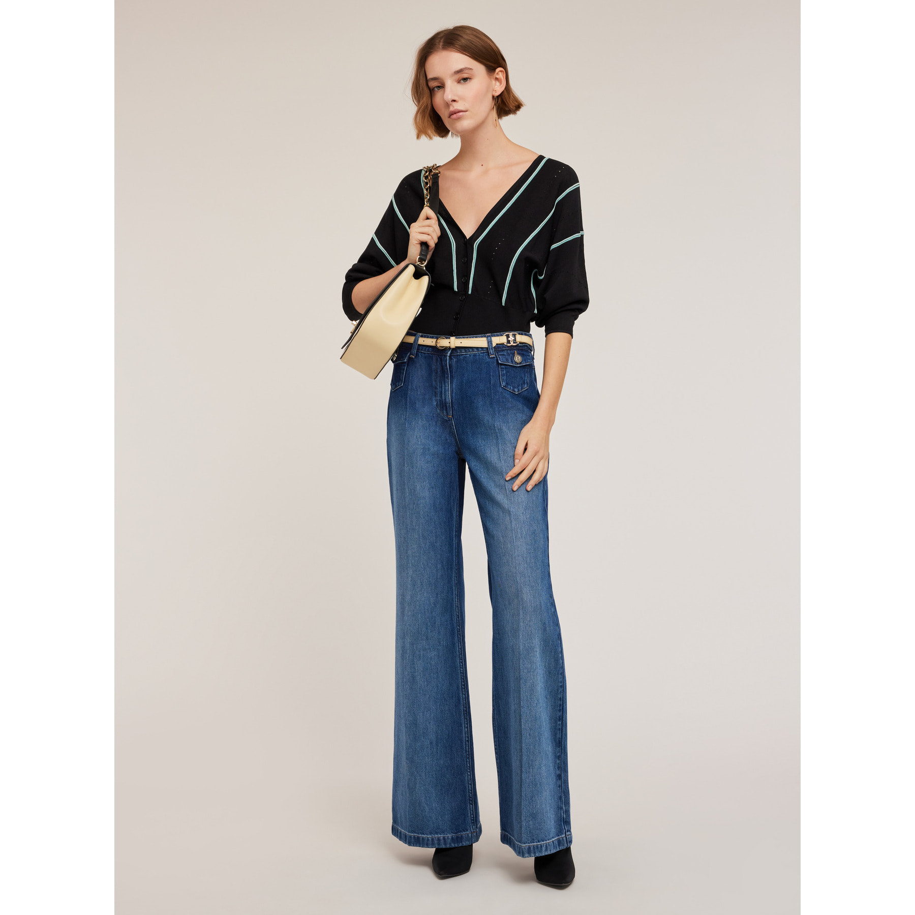 Motivi - Jeans flare misto TENCEL™ con piega stirata - Blu