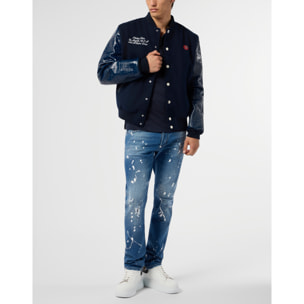 PHILIPP PLEIN Varsity Bomber Cocco Sleeves Los Angeles