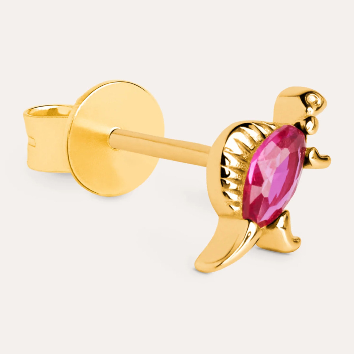 Pendiente Suelto Dino Spinosaurus Raspberry Plata Baño Oro