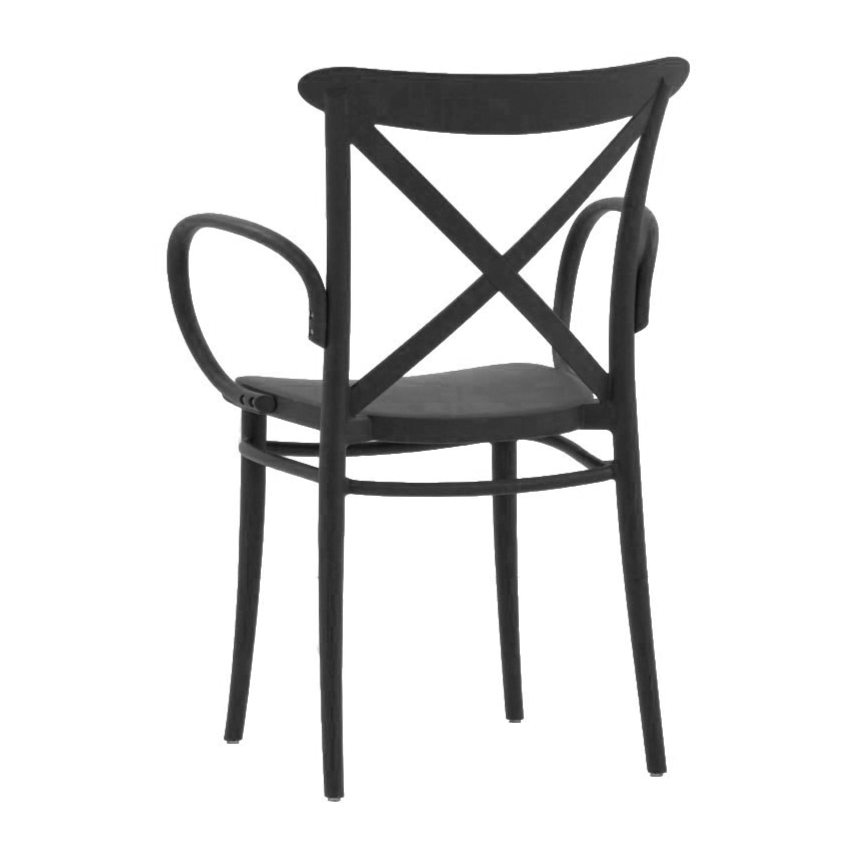 Set di 4 sedie RIO in polipropilene antracite con braccioli, impilabili