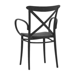 Set di 4 sedie RIO in polipropilene antracite con braccioli, impilabili