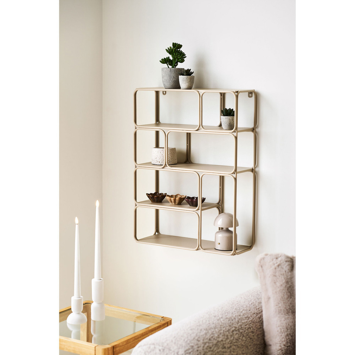 Mensola da parete Lanciano in metallo beige 48×18×64 cm