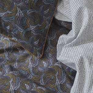 Parure de lit Housse de couette + Taie carrée en percale de coton, TALISMAN, Bleu