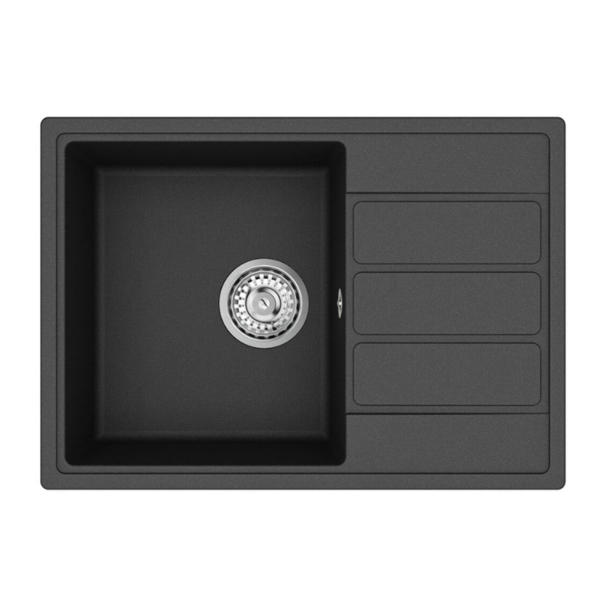 62x44 cm évier avec égouttoir réversible en Granite, à encastrer, noir (SATSINKGE2B)