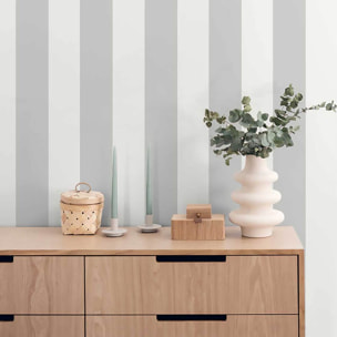 Papier peint rayures larges gris clair blanc
