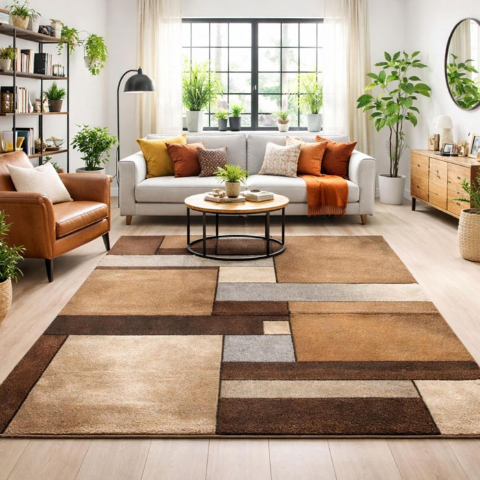 Tapis salon et chambre tissé motif géométrique TUHO