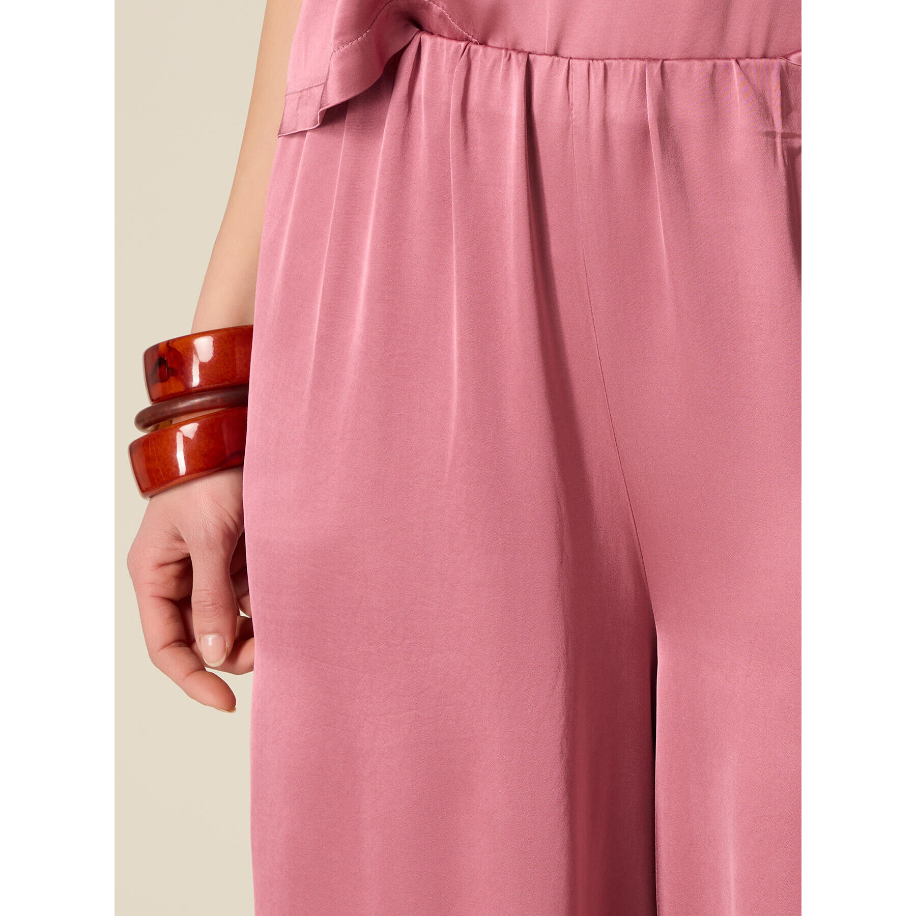 Oltre - Pantaloni palazzo in raso di viscosa - Rosa