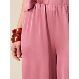 Oltre - Pantaloni palazzo in raso di viscosa - Rosa
