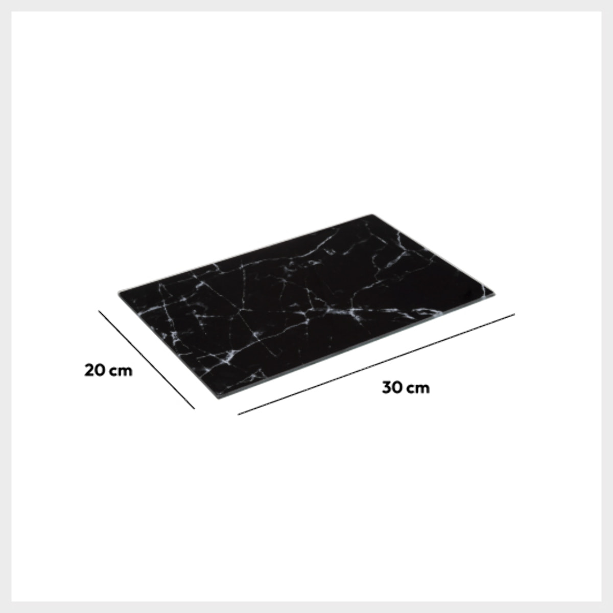 Planche à découper verre 30x20cm noir effet marbre