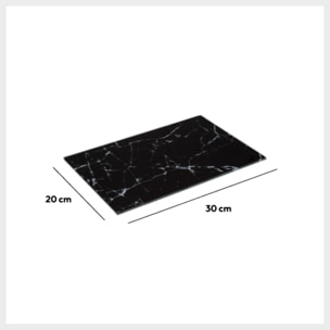 Planche à découper verre 30x20cm noir effet marbre