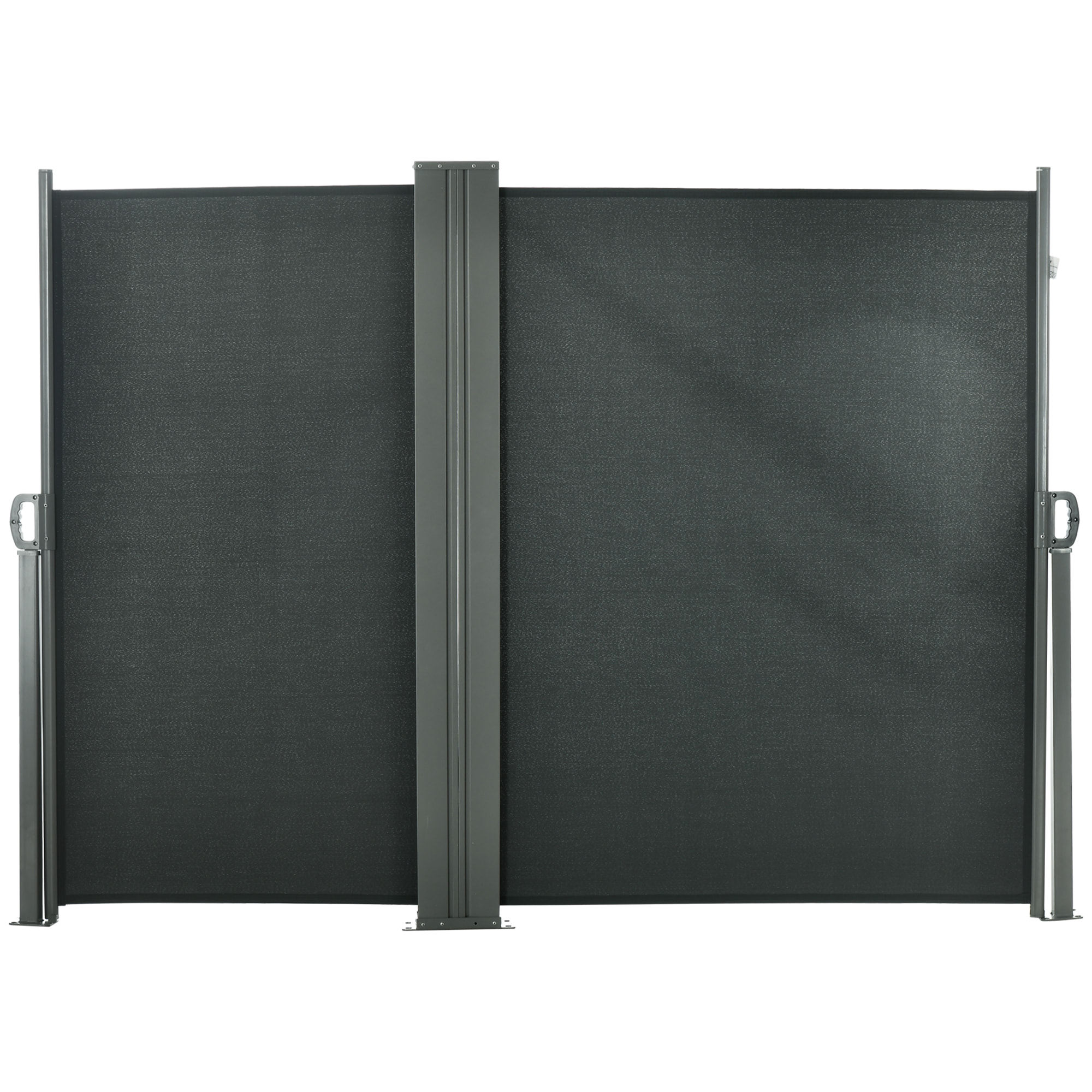 Double store latéral brise-vue paravent rétractable dim. 6L x 1,60H m polyester anti-UV haute densité gris