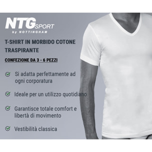 3 T-Shirt Uomo 100% Cotone NOTTINGHAM Art. TV700 Scollo V