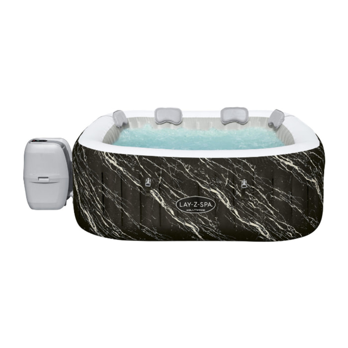 Bestway Spa gonflable carré Lay-Z-Spa Hollywood Luxe AirJet LED 4-6 personnes