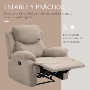 Sillón Reclinable de Salón Sillón Relax Reclinable Manual con Reposabrazos y Reposapiés Carga 150 kg Sofá Relax para Salón Dormitorio Beige