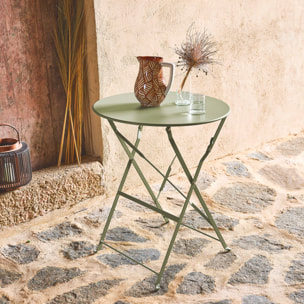 Table de jardin bistrot ronde Ø60cm pliable en acier thermolaqué
