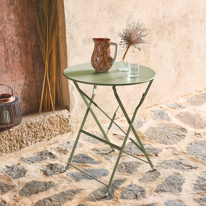 Table de jardin bistrot ronde Ø60cm pliable en acier thermolaqué