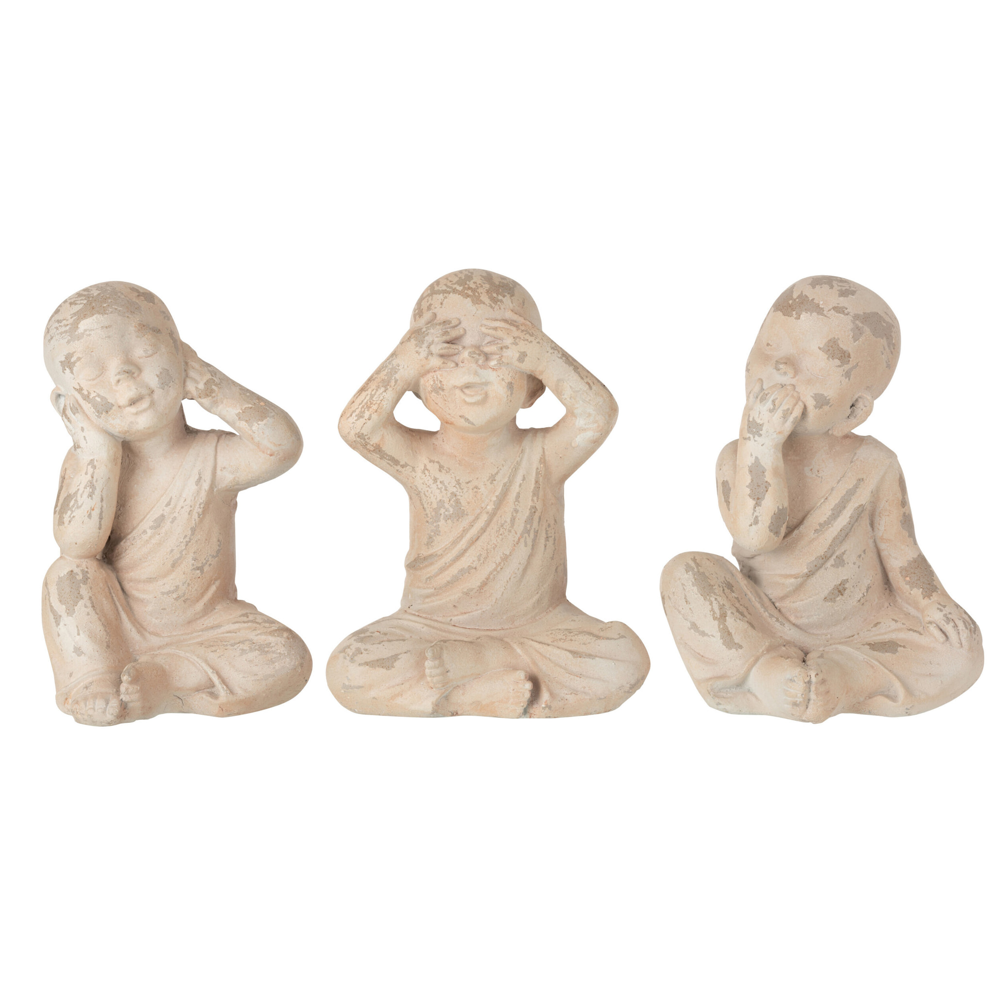 J-Line figurine Moine Entendre/Voir/Se Taire - polyrésine - beige/saumon - large - 3 pcs