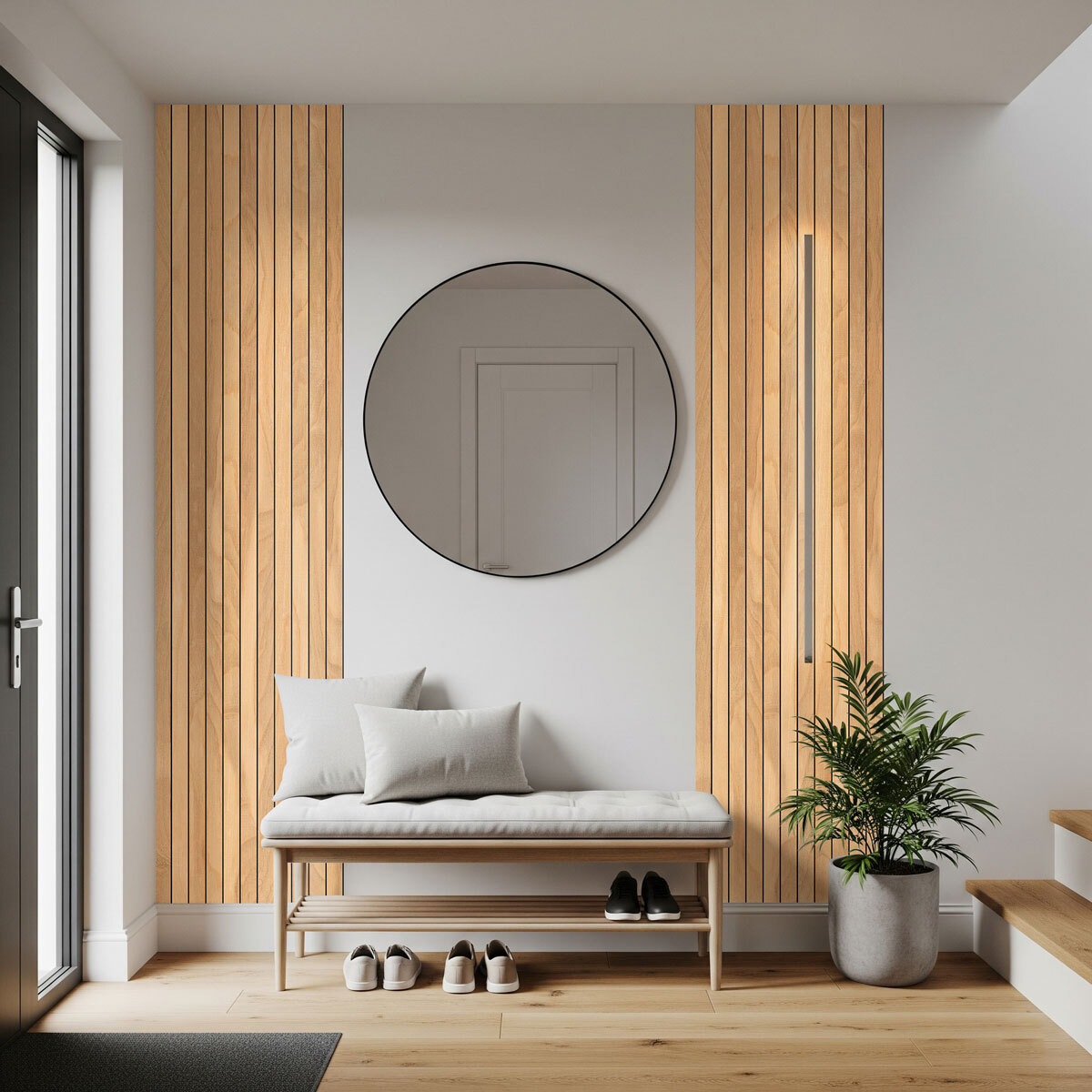 Rouleau revêtement adhésif vinyle au mètre - Sticker mural panneau de bois - CLAIR ET NOIR