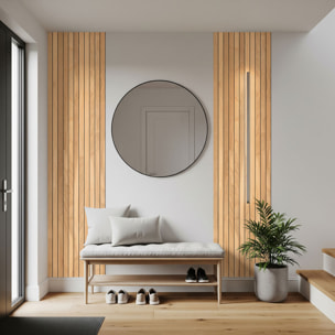 Rouleau revêtement adhésif vinyle au mètre - Sticker mural panneau de bois - CLAIR ET NOIR