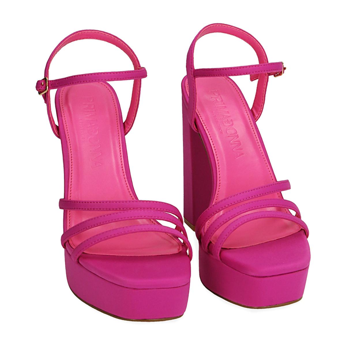 Sandali fucsia in lycra, tacco 12 cm