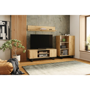 Mobile porta TV Focus in rovere artisan con gambe in metallo