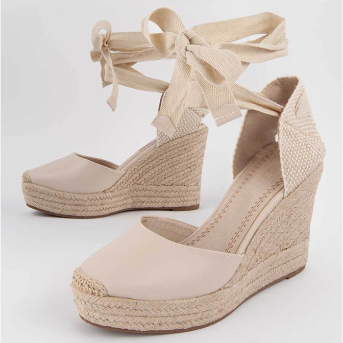 Alpargata De Cuña - Beige - Altura: 10 Cm