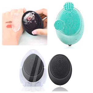 Micro spazzola elettrica in silicone per la pulizia e il massaggio del viso. Batteria integrata, fino a 110 utilizzi.
