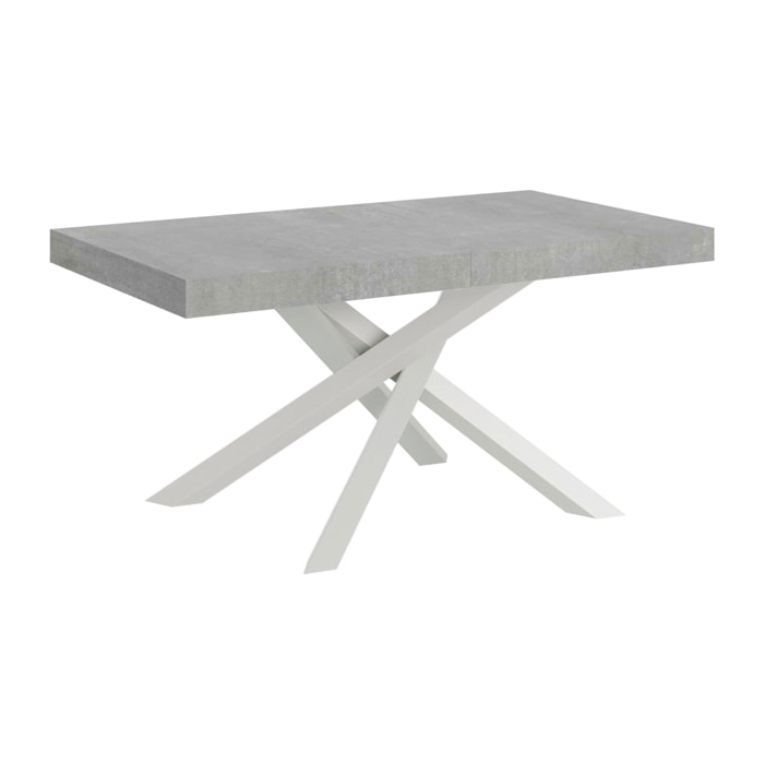 Tavolo allungabile 90x160/420 cm Volantis cemento telaio bianco