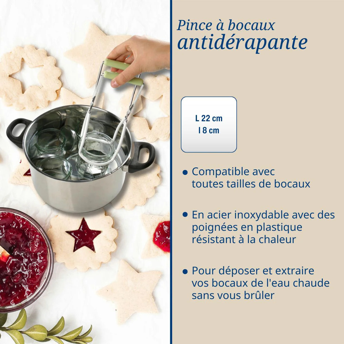 3 ustensiles pour confiture avec pince à bocaux, entonnoir et tissu filtrant Dr Oetker
