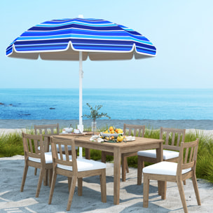 Sombrilla de Playa Grande Ø180 cm Sombrilla de Terraza Exterior Plegable con Ángulo Ajustable Protección UV50+ Impermeable Mástil de Ø32 mm Multicolor