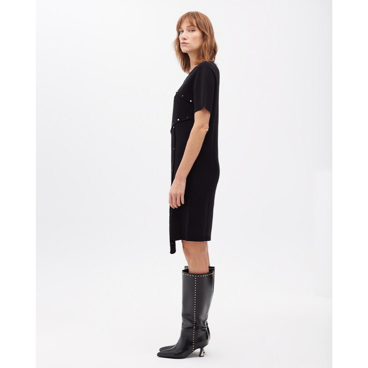Abito Corto in Maglia con Borchie