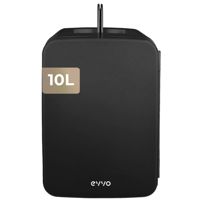 Nevera Mini EVVO F10 Negro, 10 L, Enfría y Calienta, Silenciosa y Portátil
