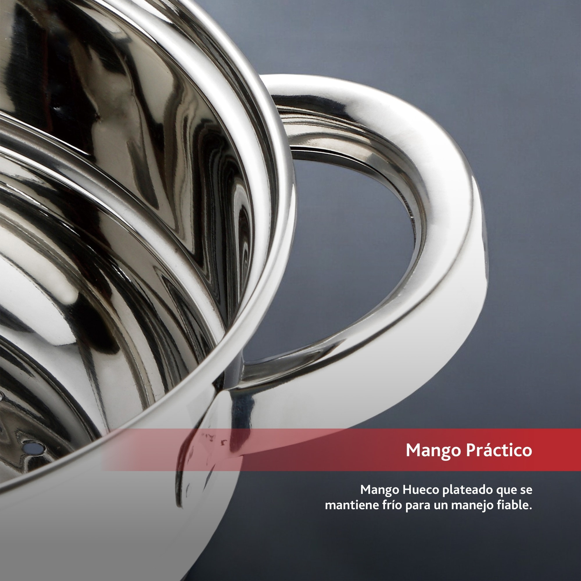 Cacerola Vaporera de Ø24x9,5cm en acero inoxidable y acabado brillante Renberg