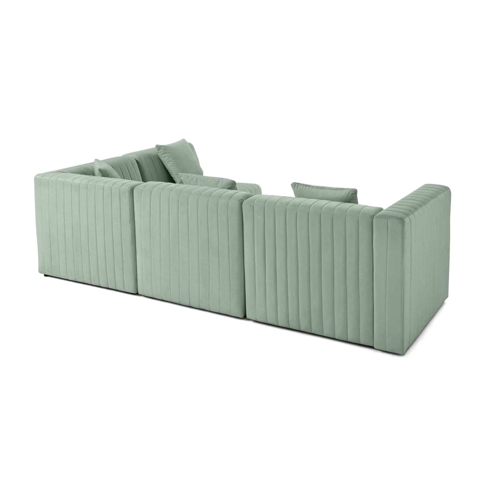 Nova - canapé modulable d'angle droit - 5 places - en velours - Bleu